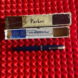 Parker Navy Blue Pen with Gold Trim